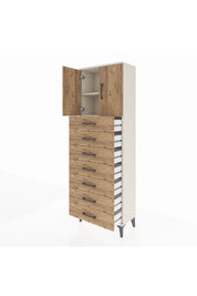 Arges Dolap 2 Raflı 7 Çekmeceli 2 Kapaklı 60x30x182 - S23M002V3A