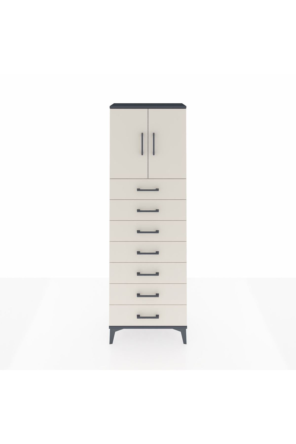 Arges Dolap 2 Raflı 7 Çekmeceli 2 Kapaklı 60x30x182 - S23M002V4A