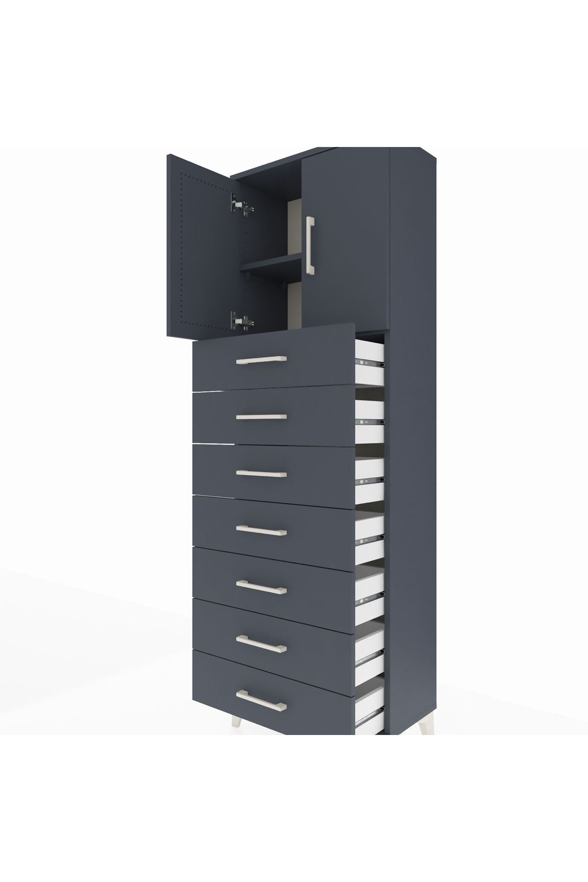 Arges Dolap 2 Raflı 7 Çekmeceli 2 Kapaklı 60x30x182 - S23M002V5A