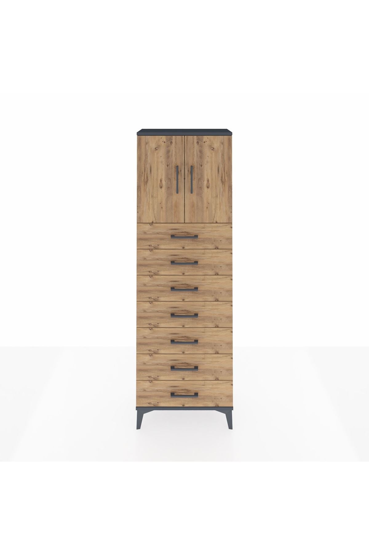 Arges Dolap 2 Raflı 7 Çekmeceli 2 Kapaklı 60x30x182 - S23M002V6A
