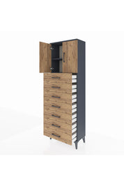 Arges Dolap 2 Raflı 7 Çekmeceli 2 Kapaklı 60x30x182 - S23M002V6A