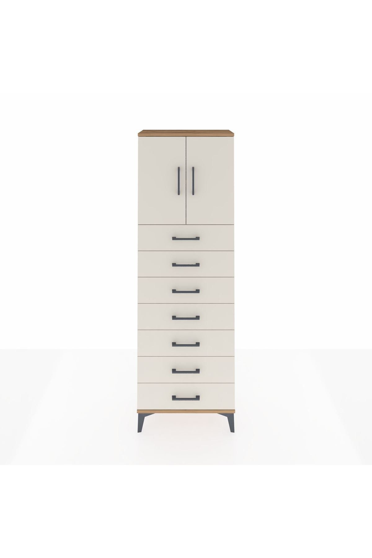 Arges Dolap 2 Raflı 7 Çekmeceli 2 Kapaklı 60x30x182 - S23M002V7A