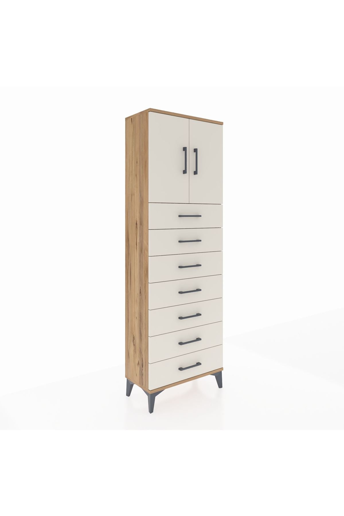 Arges Dolap 2 Raflı 7 Çekmeceli 2 Kapaklı 60x30x182 - S23M002V7A