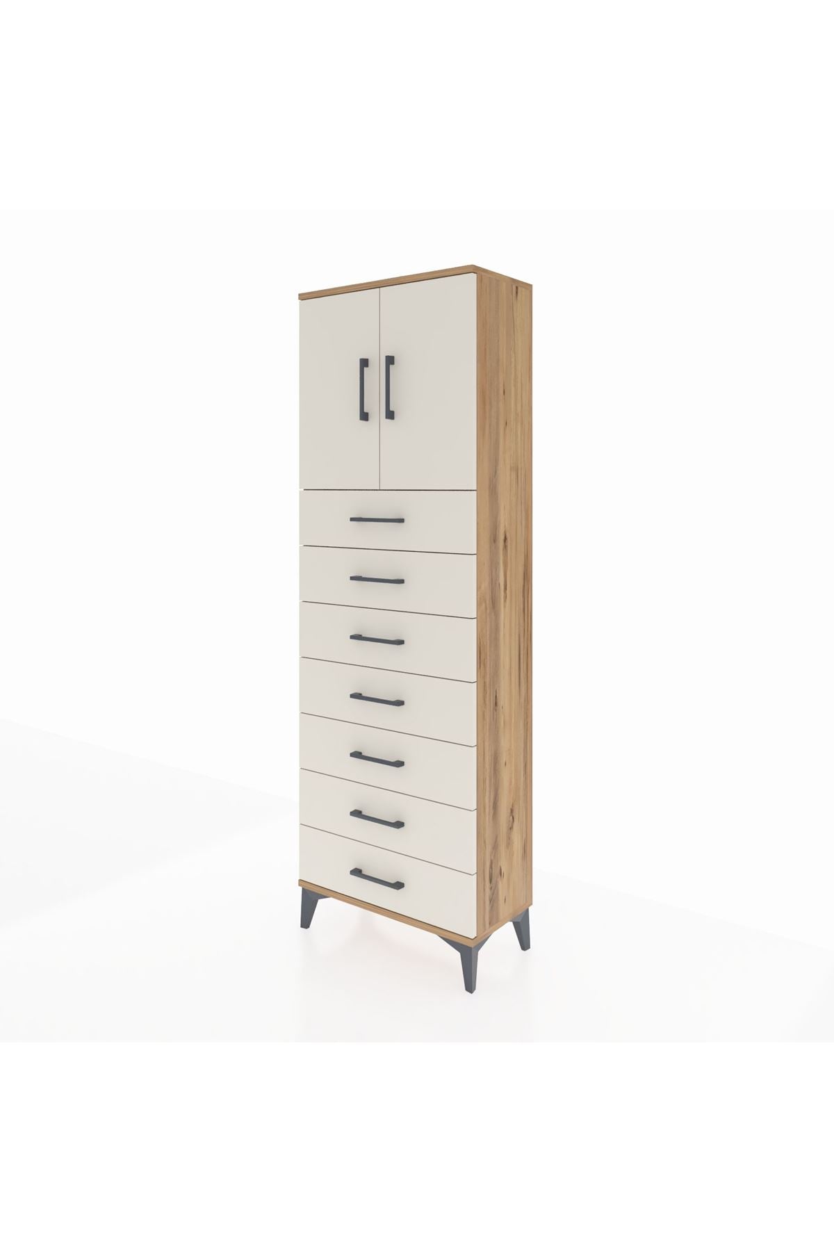 Arges Dolap 2 Raflı 7 Çekmeceli 2 Kapaklı 60x30x182 - S23M002V7A