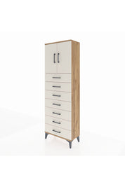 Arges Dolap 2 Raflı 7 Çekmeceli 2 Kapaklı 60x30x182 - S23M002V7A