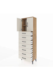 Arges Dolap 2 Raflı 7 Çekmeceli 2 Kapaklı 60x30x182 - S23M002V7A