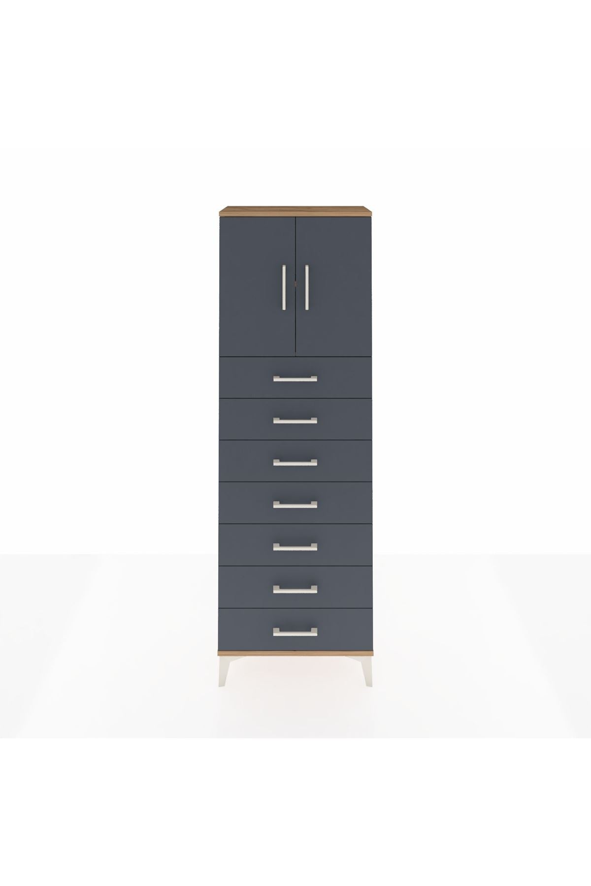 Arges Dolap 2 Raflı 7 Çekmeceli 2 Kapaklı 60x30x182 - S23M002V8A