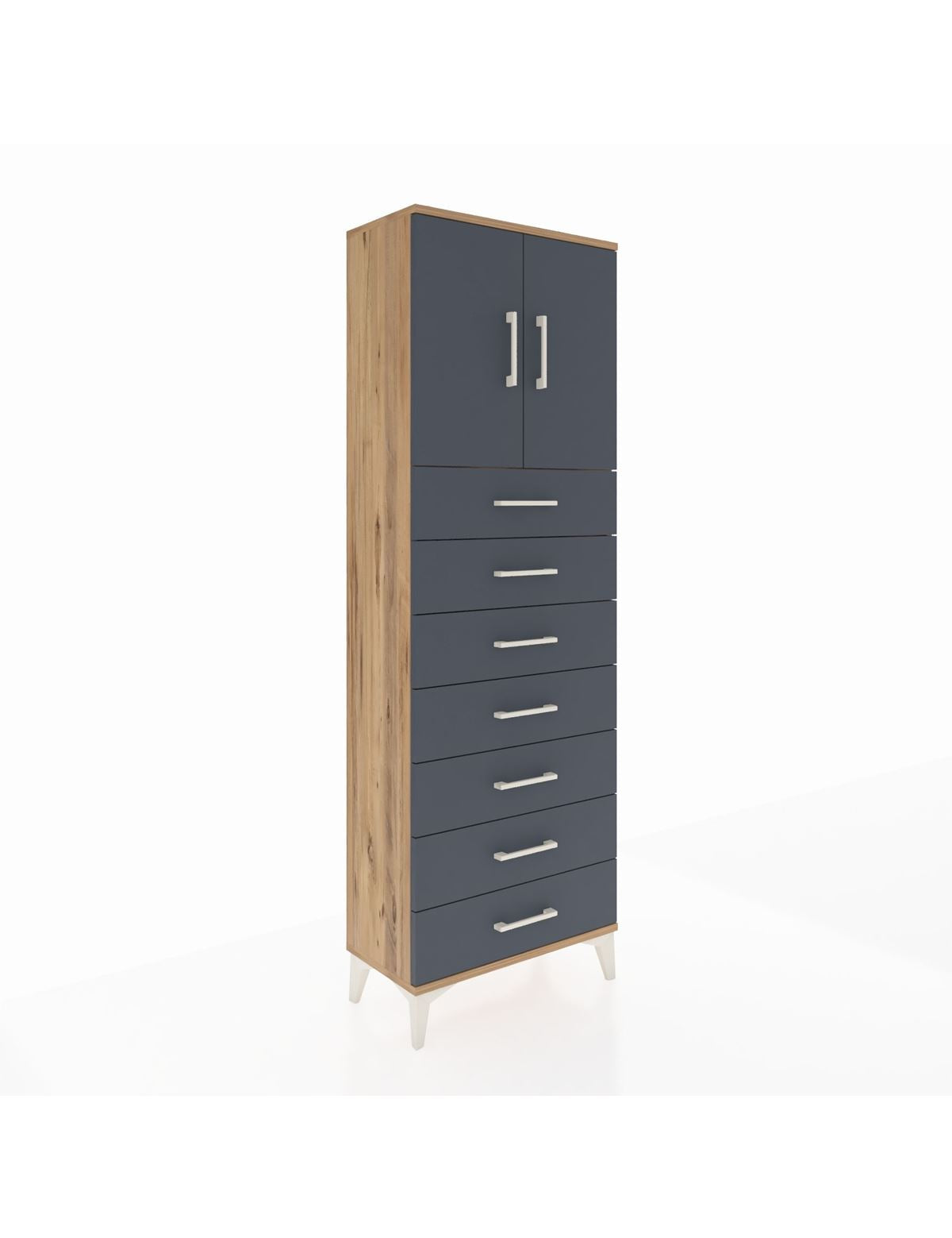 Arges Dolap 2 Raflı 7 Çekmeceli 2 Kapaklı 60x30x182 - S23M002V8A