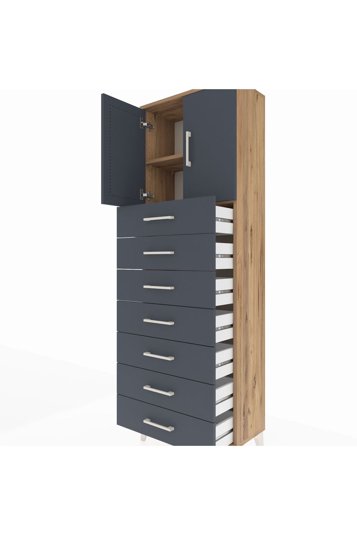Arges Dolap 2 Raflı 7 Çekmeceli 2 Kapaklı 60x30x182 - S23M002V8A