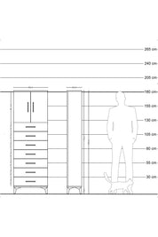 Arges Dolap 2 Raflı 7 Çekmeceli 2 Kapaklı 60x30x182 - S23M002V8A