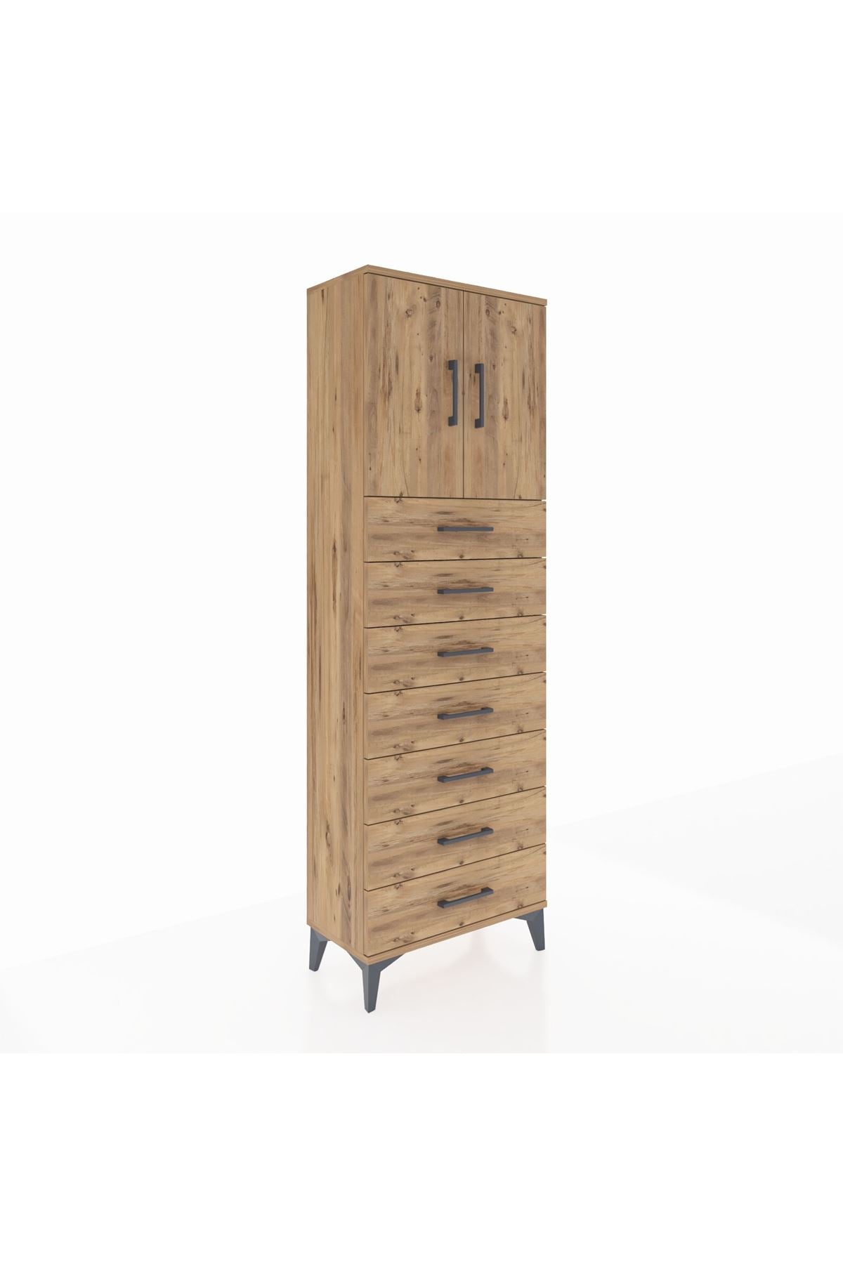 Arges Dolap 2 Raflı 7 Çekmeceli 2 Kapaklı 60x30x182 - S23M002V9A