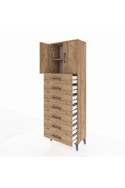 Arges Dolap 2 Raflı 7 Çekmeceli 2 Kapaklı 60x30x182 - S23M002V9A