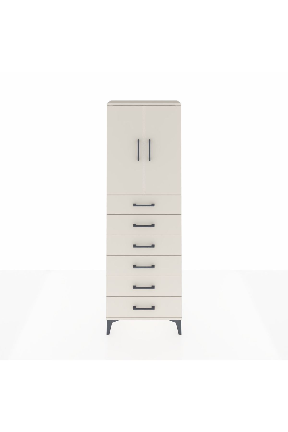Arges Dolap 2 Raflı 6 Çekmeceli 2 Kapaklı 60x30x182 - S23M003V1A