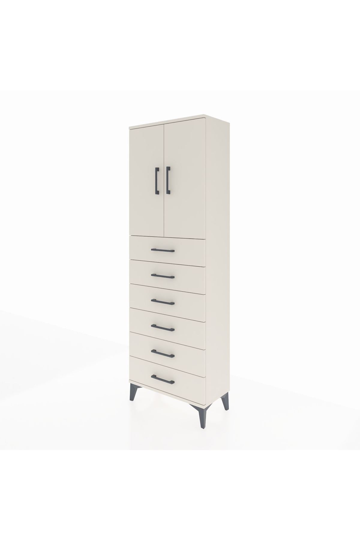 Arges Dolap 2 Raflı 6 Çekmeceli 2 Kapaklı 60x30x182 - S23M003V1A