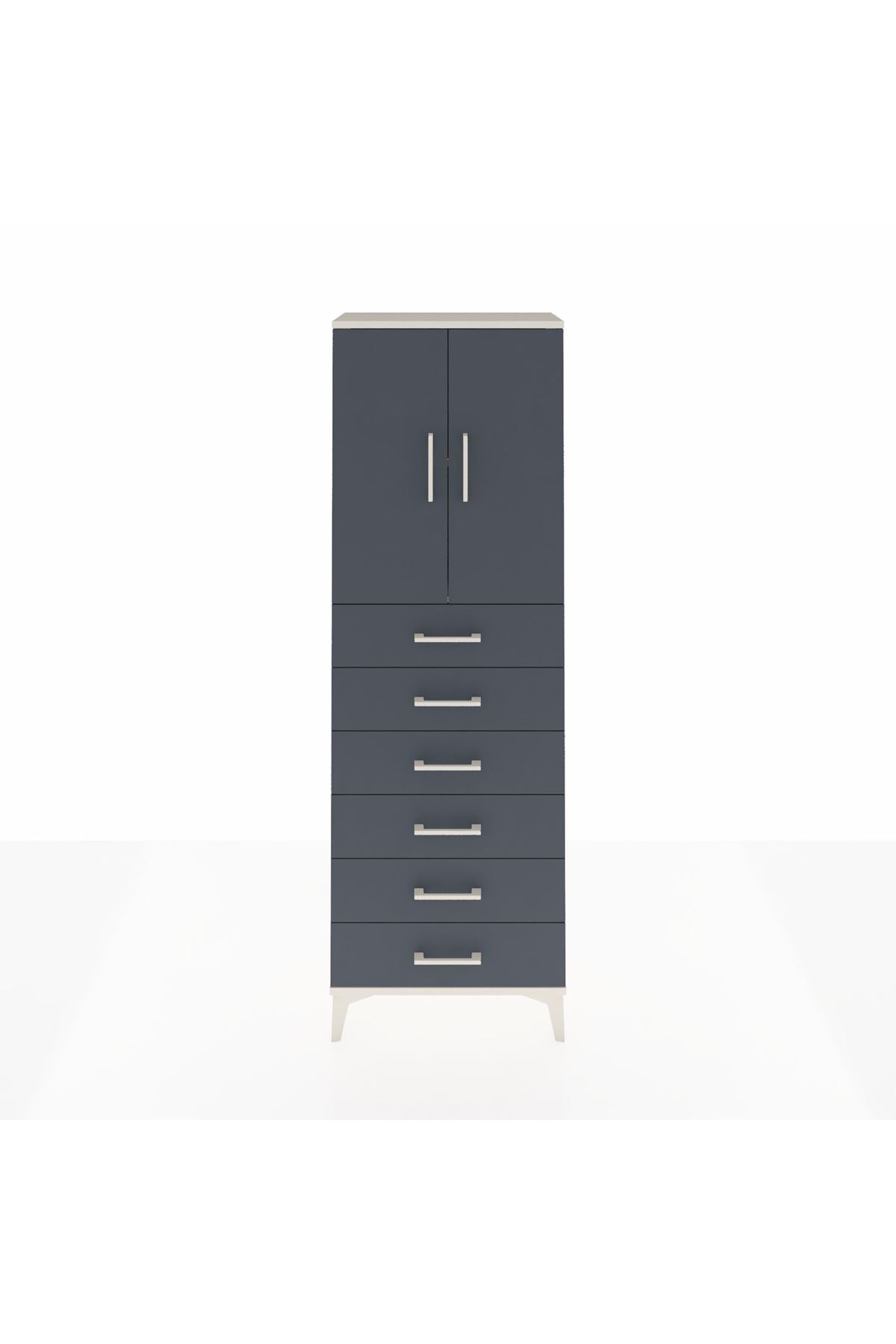 Arges Dolap 2 Raflı 6 Çekmeceli 2 Kapaklı 60x30x182 - S23M003V2A