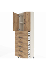 Arges Dolap 2 Raflı 6 Çekmeceli 2 Kapaklı 60x30x182 - S23M003V3A