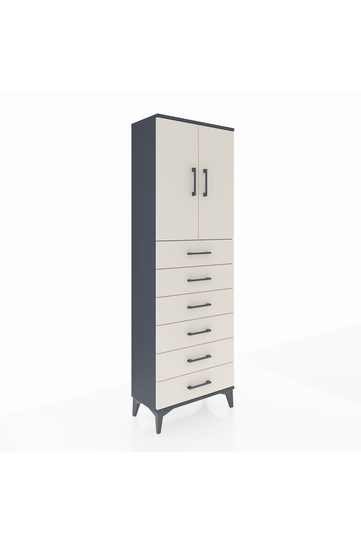 Arges Dolap 2 Raflı 6 Çekmeceli 2 Kapaklı 60x30x182 - S23M003V4A