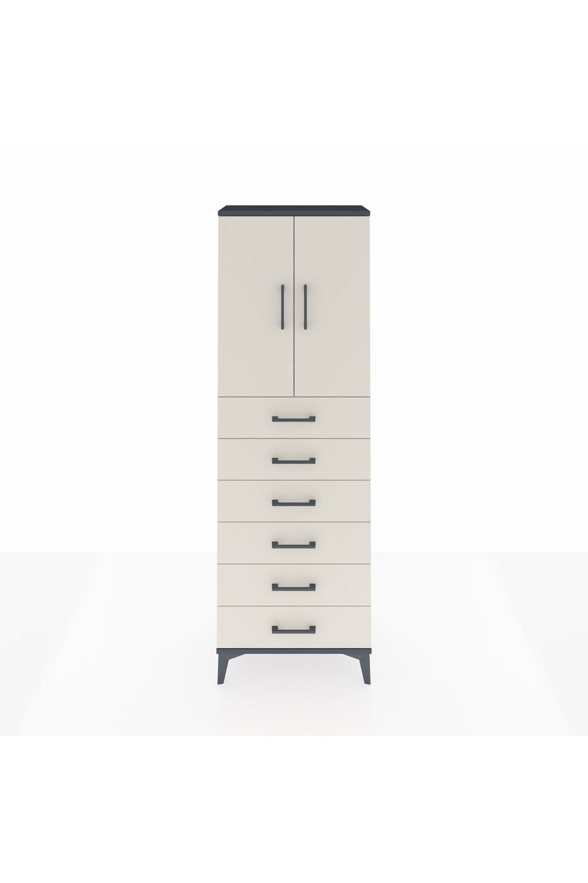 Arges Dolap 2 Raflı 6 Çekmeceli 2 Kapaklı 60x30x182 - S23M003V4A