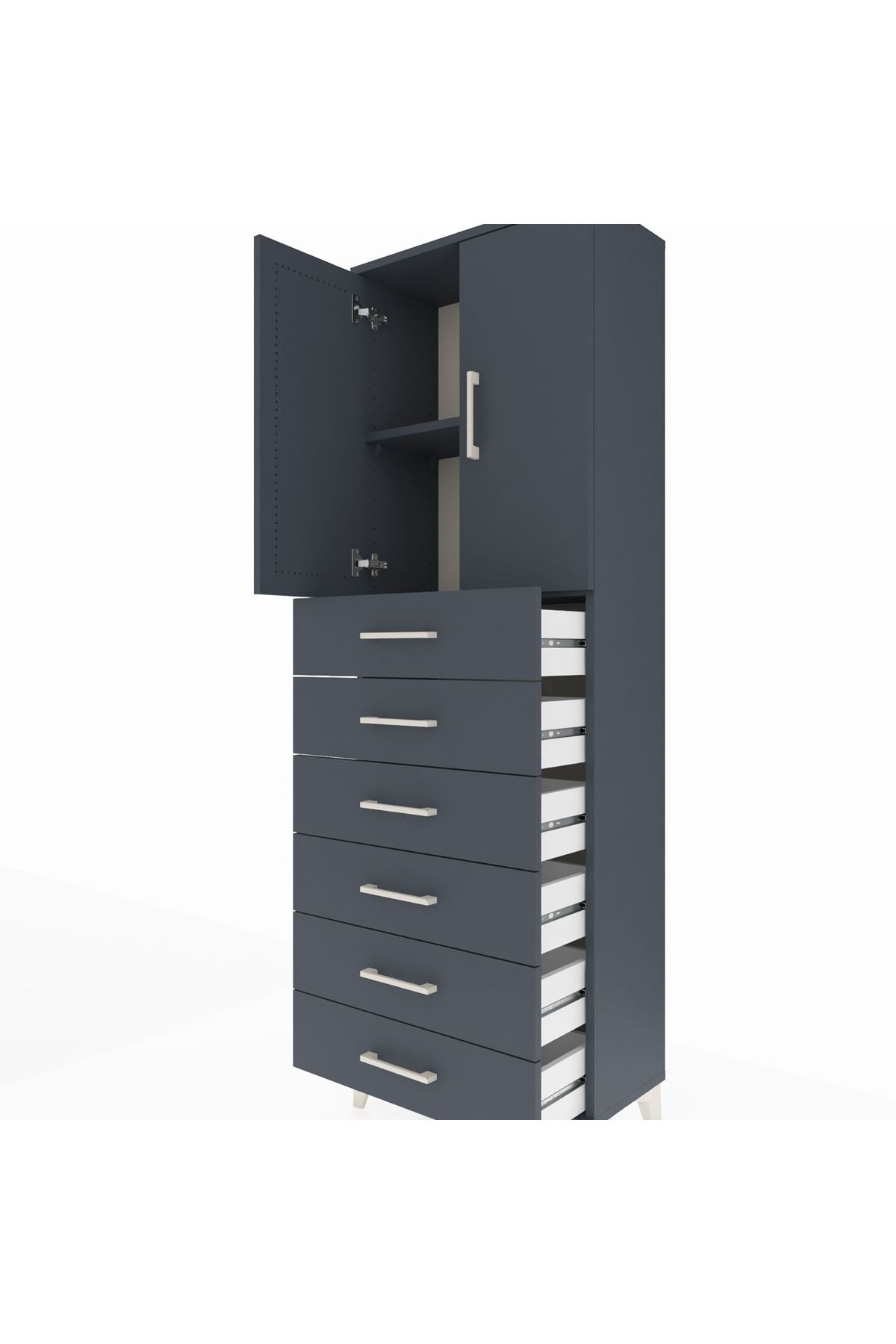 Arges Dolap 2 Raflı 6 Çekmeceli 2 Kapaklı 60x30x182 - S23M003V5A