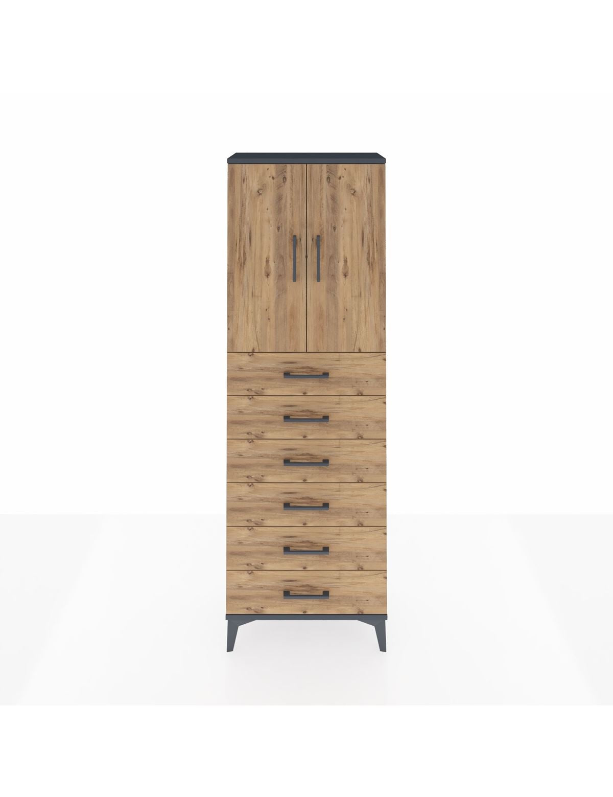 Arges Dolap 2 Raflı 6 Çekmeceli 2 Kapaklı 60x30x182 - S23M003V6A
