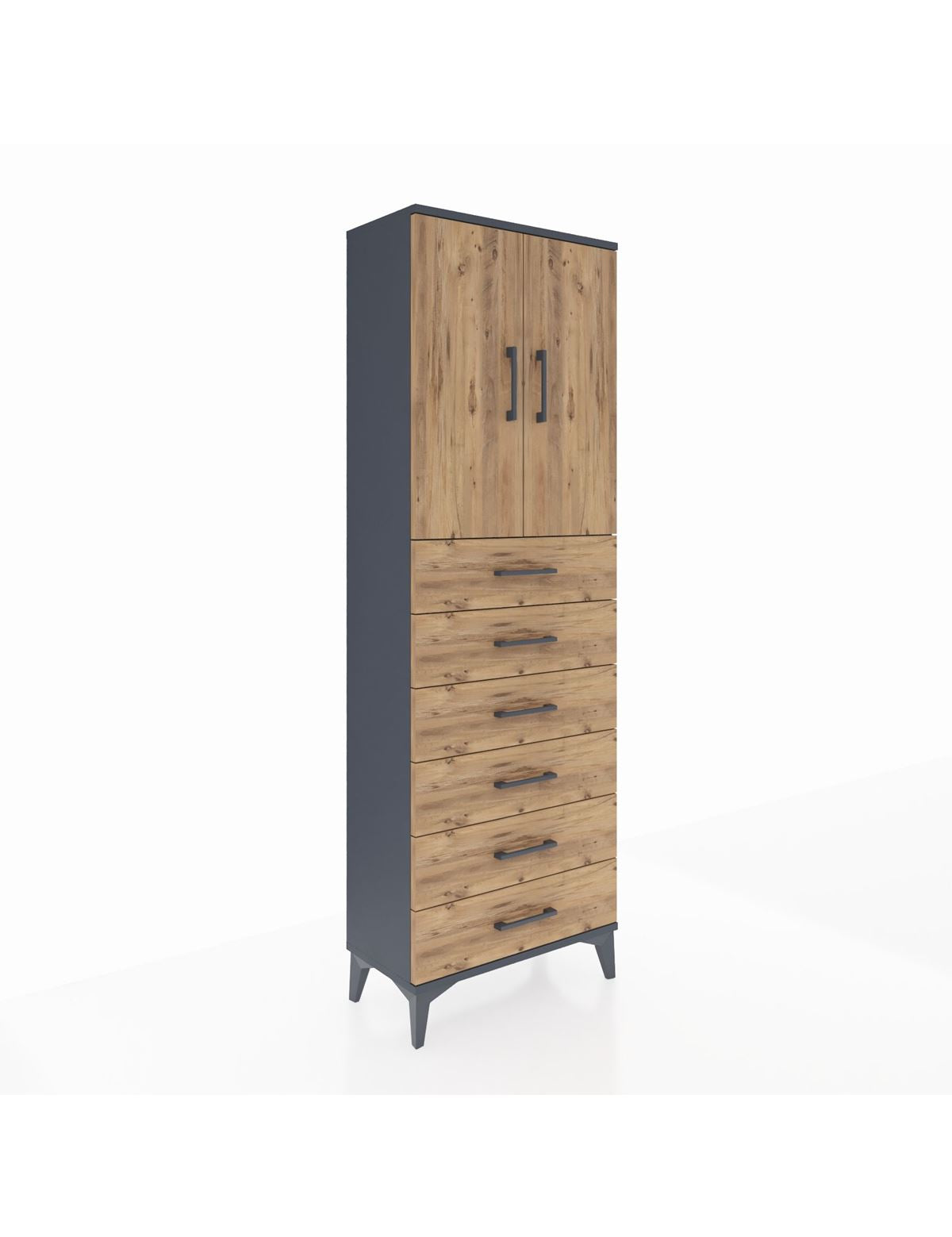 Arges Dolap 2 Raflı 6 Çekmeceli 2 Kapaklı 60x30x182 - S23M003V6A