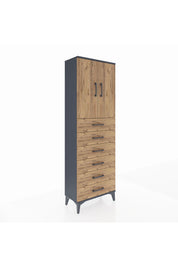 Arges Dolap 2 Raflı 6 Çekmeceli 2 Kapaklı 60x30x182 - S23M003V6A