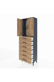 Arges Dolap 2 Raflı 6 Çekmeceli 2 Kapaklı 60x30x182 - S23M003V6A