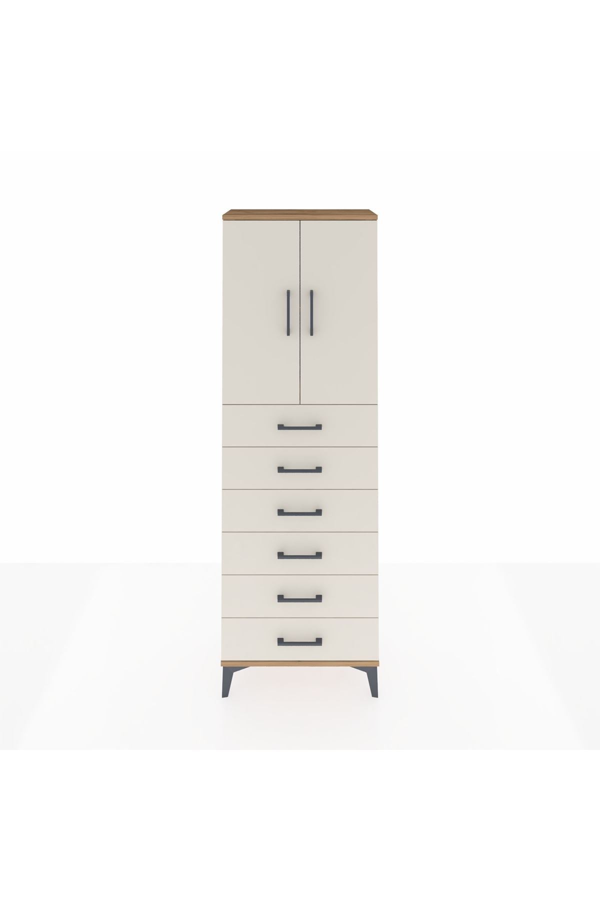Arges Dolap 2 Raflı 6 Çekmeceli 2 Kapaklı 60x30x182 - S23M003V7A