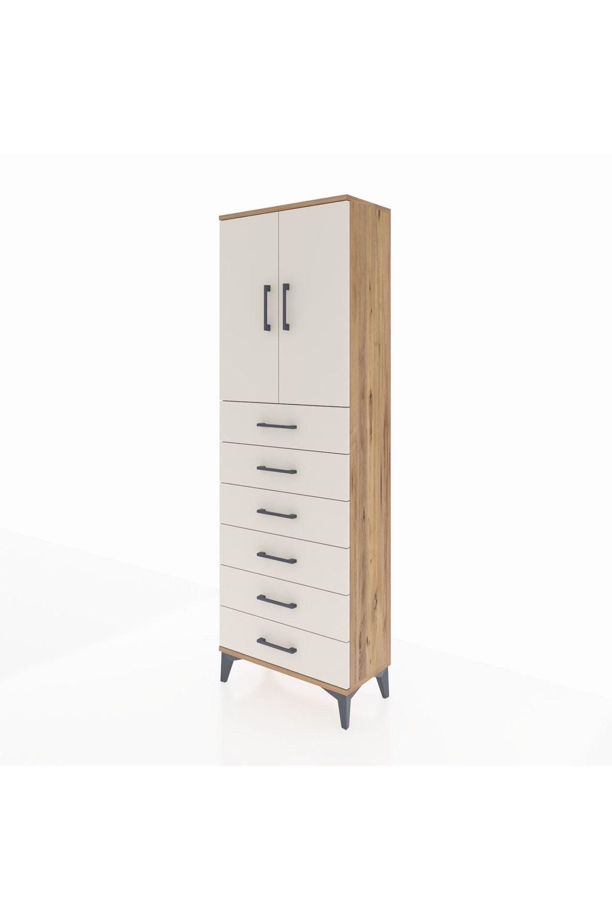 Arges Dolap 2 Raflı 6 Çekmeceli 2 Kapaklı 60x30x182 - S23M003V7A