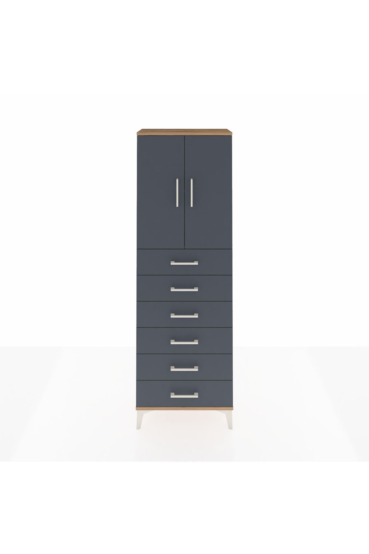 Arges Dolap 2 Raflı 6 Çekmeceli 2 Kapaklı 60x30x182 - S23M003V8A
