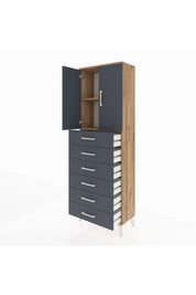 Arges Dolap 2 Raflı 6 Çekmeceli 2 Kapaklı 60x30x182 - S23M003V8A