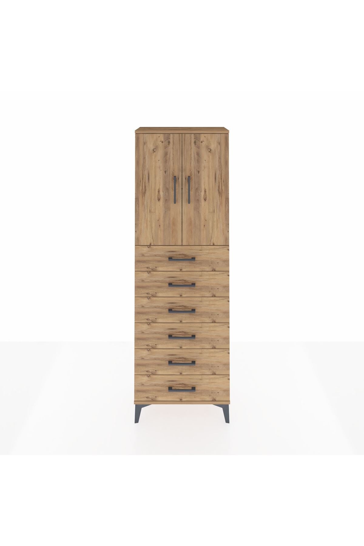 Arges Dolap 2 Raflı 6 Çekmeceli 2 Kapaklı 60x30x182 - S23M003V9A