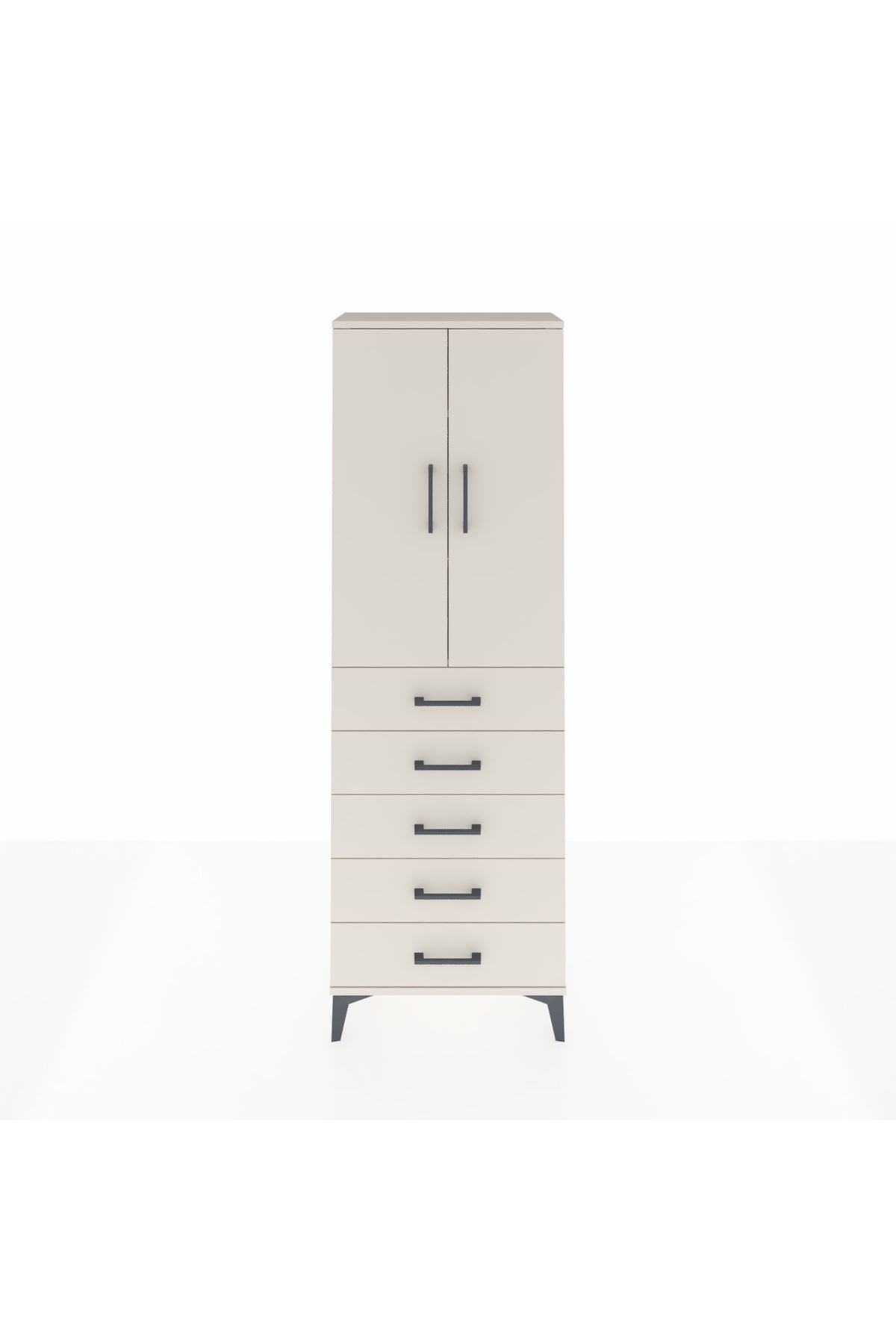 Arges Dolap 3 Raflı 5 Çekmeceli 2 Kapaklı 60x30x182 - S23M004V1A