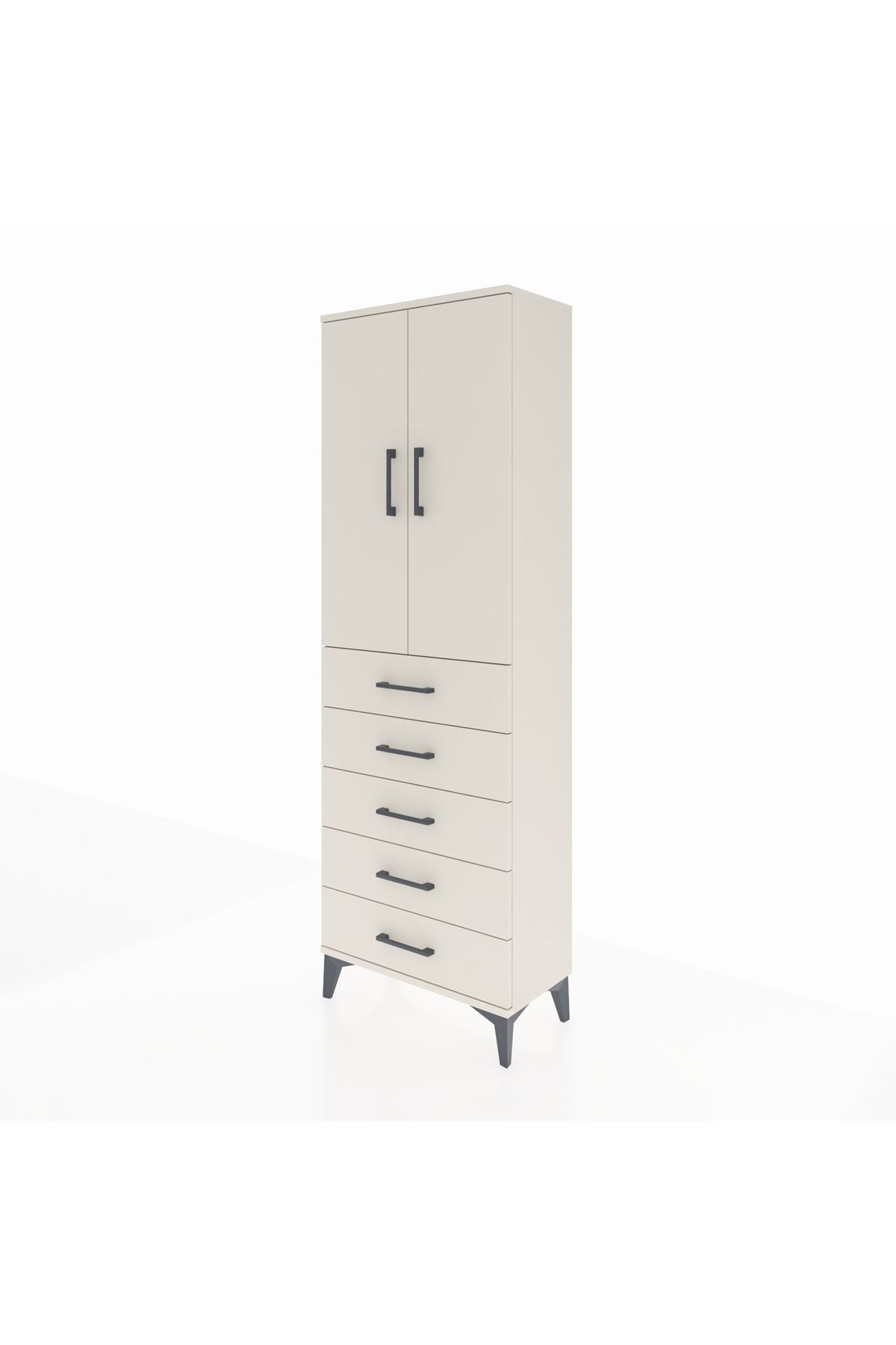 Arges Dolap 3 Raflı 5 Çekmeceli 2 Kapaklı 60x30x182 - S23M004V1A