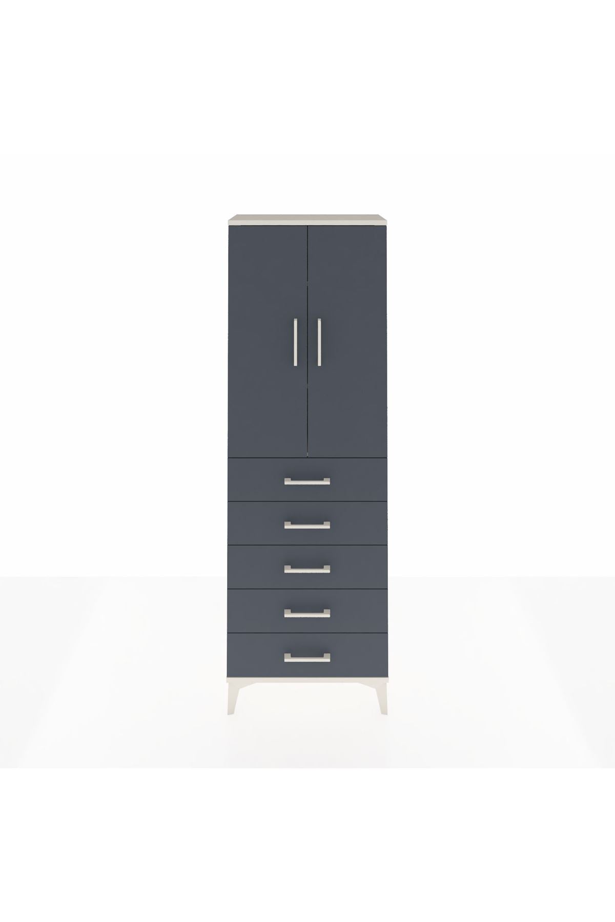 Arges Dolap 3 Raflı 5 Çekmeceli 2 Kapaklı 60x30x182 - S23M004V2A