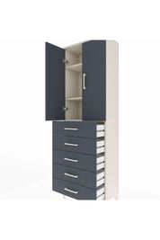 Arges Dolap 3 Raflı 5 Çekmeceli 2 Kapaklı 60x30x182 - S23M004V2A