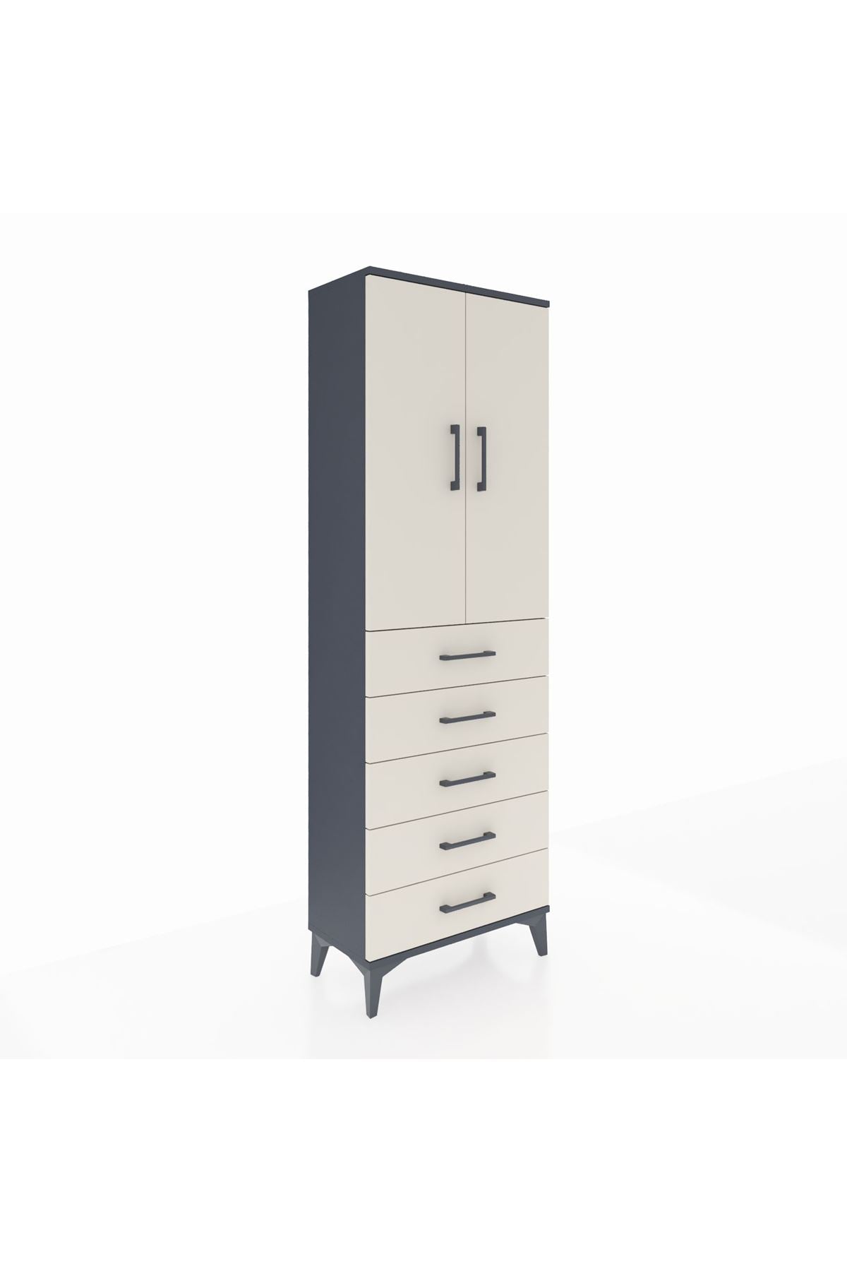 Arges Dolap 3 Raflı 5 Çekmeceli 2 Kapaklı 60x30x182 - S23M004V4A