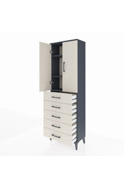 Arges Dolap 3 Raflı 5 Çekmeceli 2 Kapaklı 60x30x182 - S23M004V4A