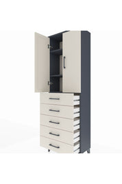 Arges Dolap 3 Raflı 5 Çekmeceli 2 Kapaklı 60x30x182 - S23M004V4A