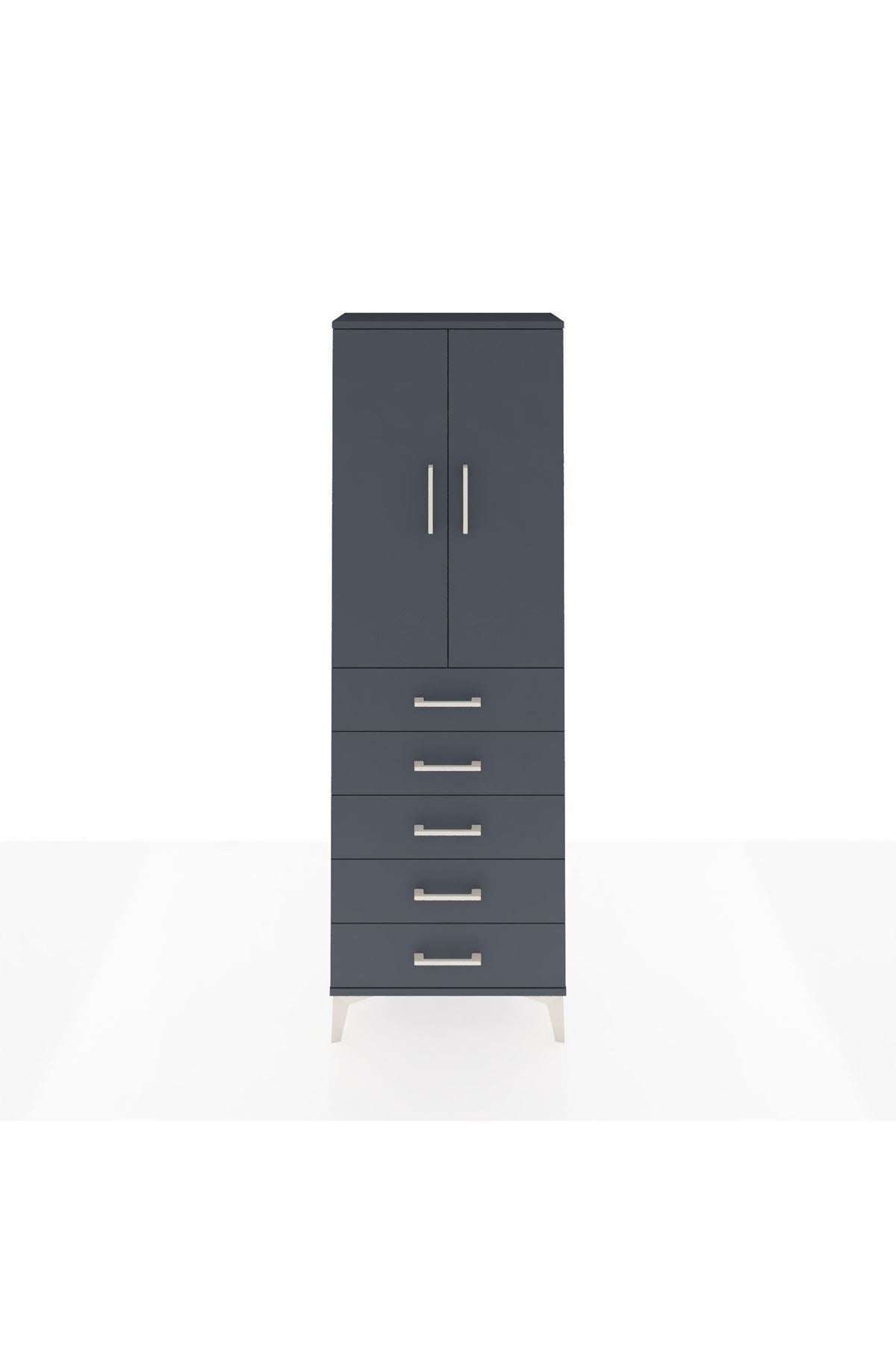 Arges Dolap 3 Raflı 5 Çekmeceli 2 Kapaklı 60x30x182 - S23M004V5A