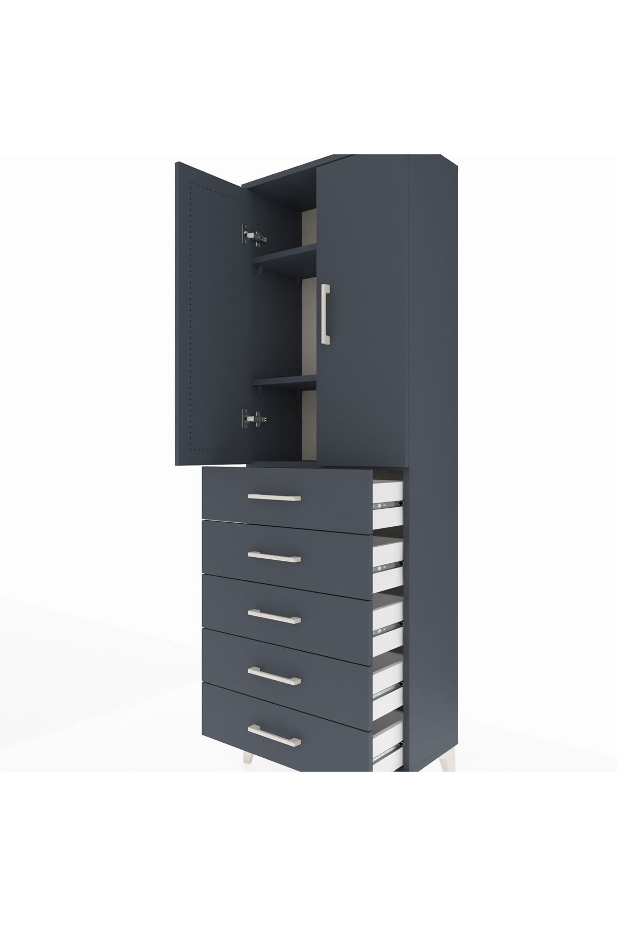 Arges Dolap 3 Raflı 5 Çekmeceli 2 Kapaklı 60x30x182 - S23M004V5A
