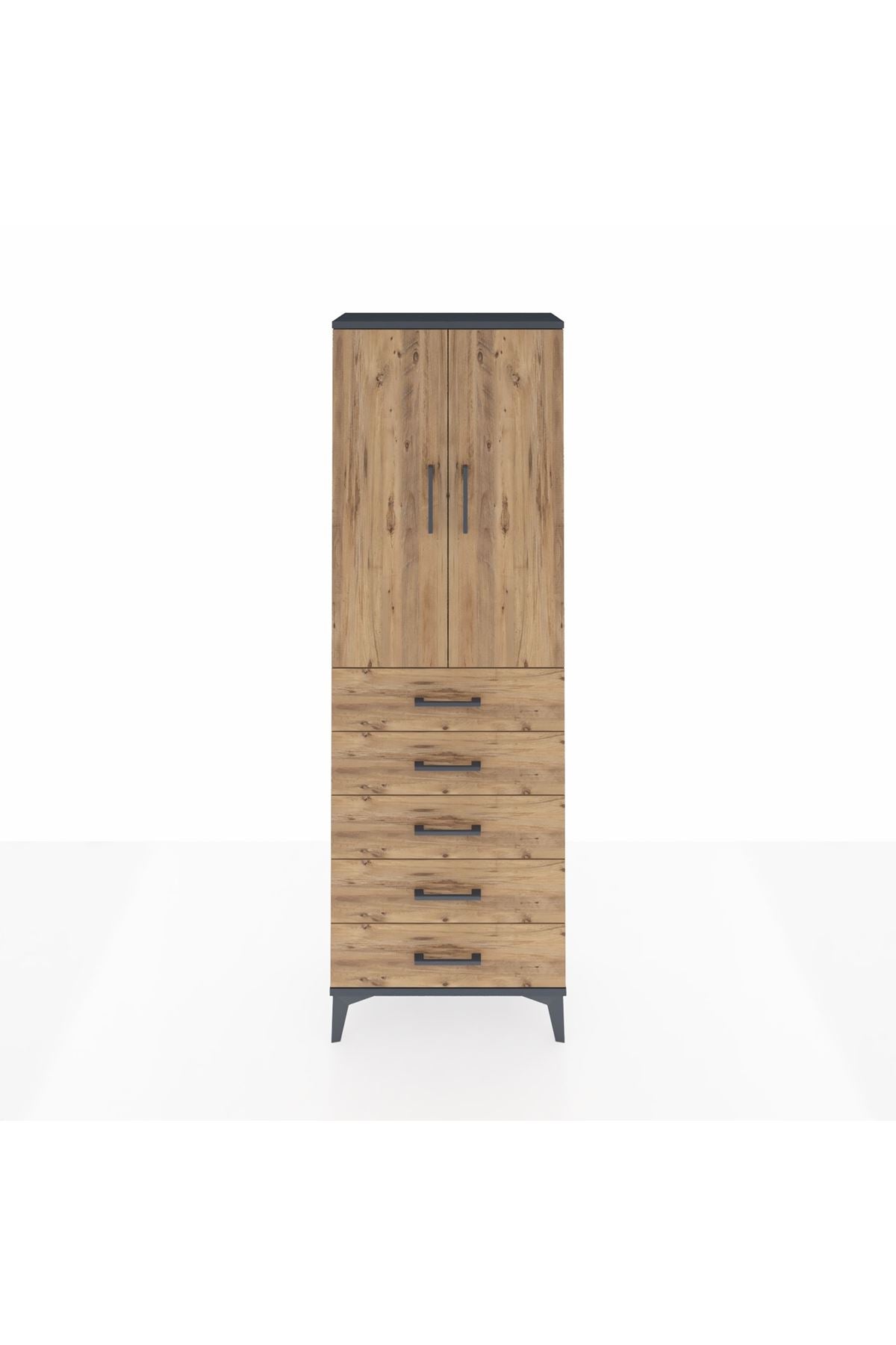 Arges Dolap 3 Raflı 5 Çekmeceli 2 Kapaklı 60x30x182 - S23M004V6A
