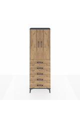 Arges Dolap 3 Raflı 5 Çekmeceli 2 Kapaklı 60x30x182