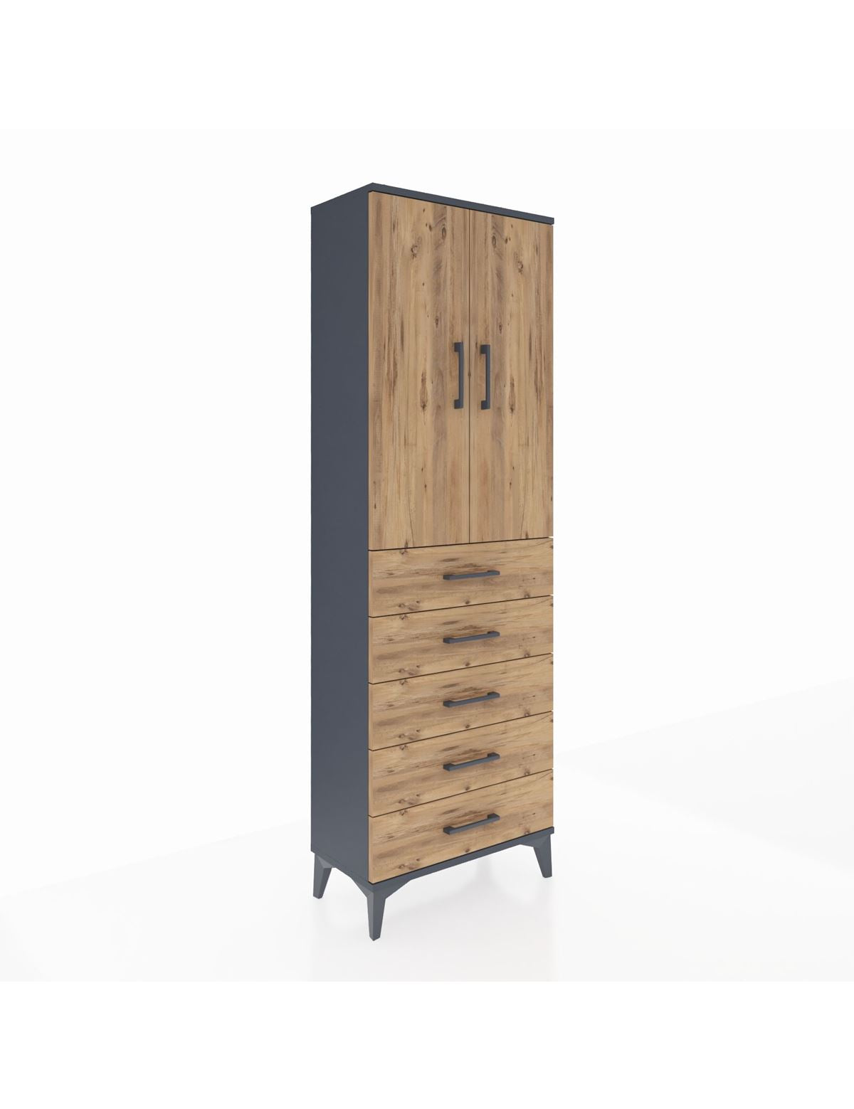 Arges Dolap 3 Raflı 5 Çekmeceli 2 Kapaklı 60x30x182 - S23M004V6A