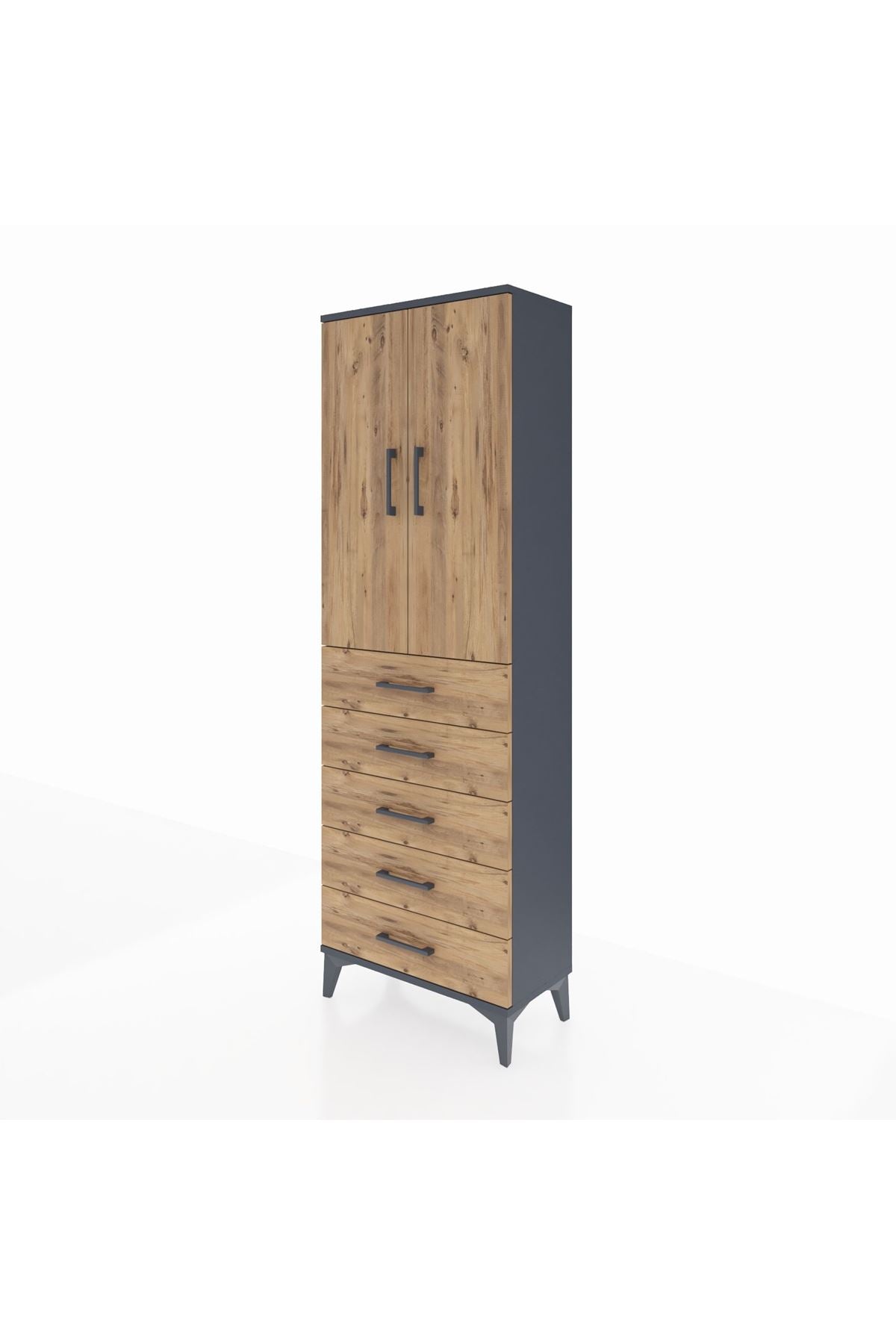 Arges Dolap 3 Raflı 5 Çekmeceli 2 Kapaklı 60x30x182 - S23M004V6A