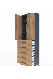 Arges Dolap 3 Raflı 5 Çekmeceli 2 Kapaklı 60x30x182 - S23M004V6A