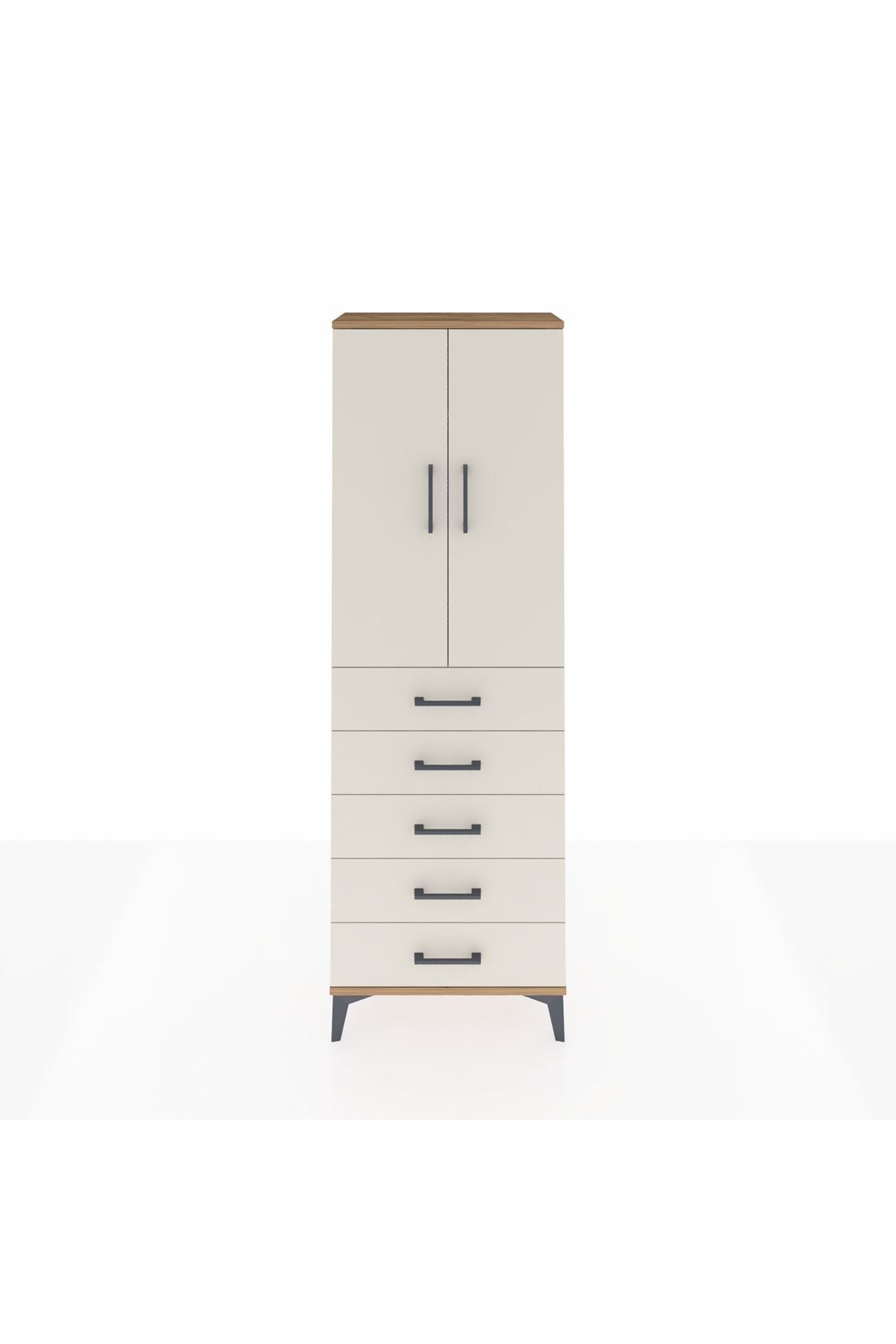 Arges Dolap 3 Raflı 5 Çekmeceli 2 Kapaklı 60x30x182 - S23M004V7A