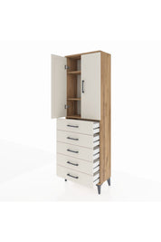 Arges Dolap 3 Raflı 5 Çekmeceli 2 Kapaklı 60x30x182 - S23M004V7A