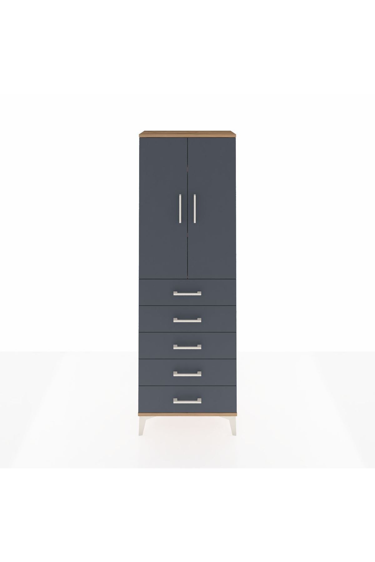 Arges Dolap 3 Raflı 5 Çekmeceli 2 Kapaklı 60x30x182 - S23M004V8A