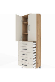 Arges Dolap 3 Raflı 5 Çekmeceli 2 Kapaklı 60x30x182 - S23M004V7A